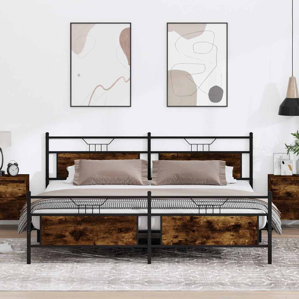 Metalni okvir kreveta bez madraca boja hrasta 200x200 cm