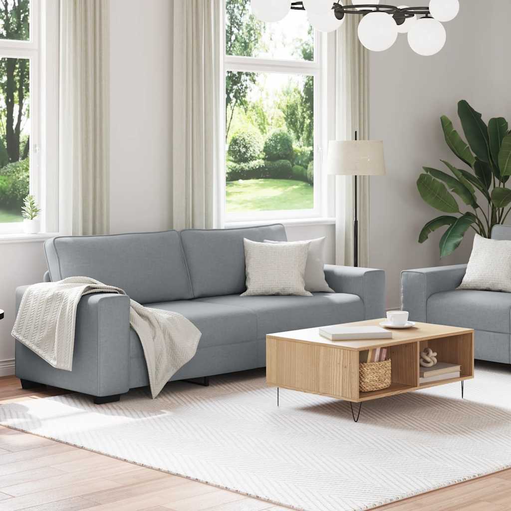 Dvodijelni set sofa s jastucima, svijetlo siva tkanina