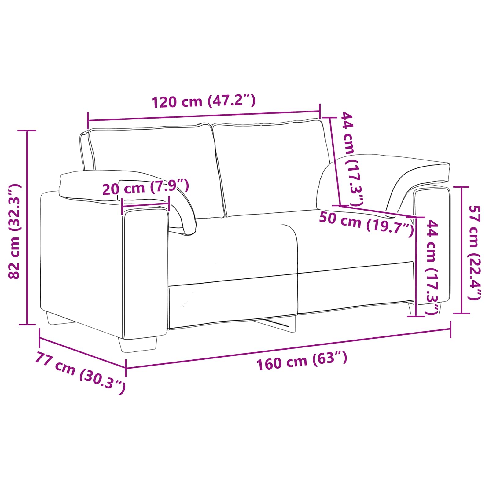 Sofa 2 pcs Krema 219 x 80 x 82 cm tkanina