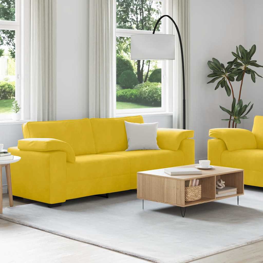 Dvodijelni set sofa s jastucima, žuti baršun