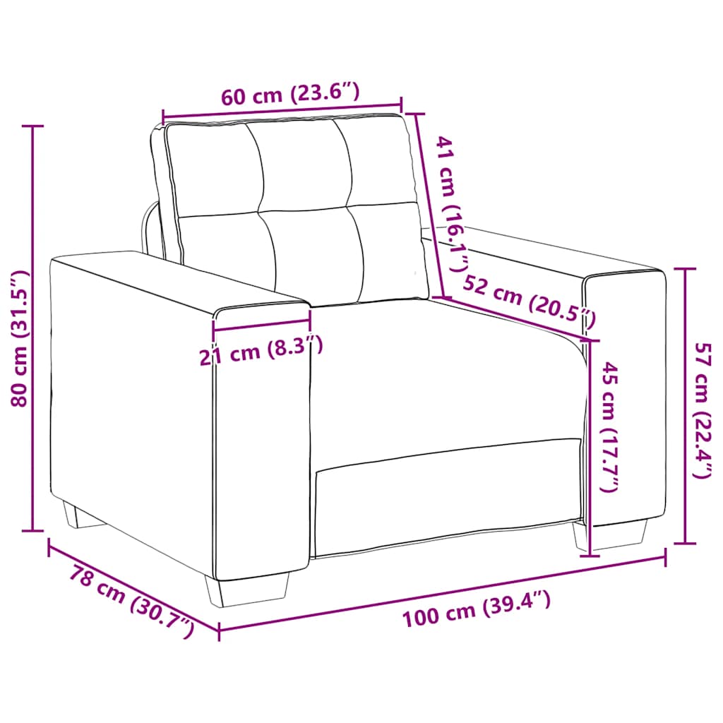 Sofa fotelja tamno siva 100x78x80 cm tkanina
