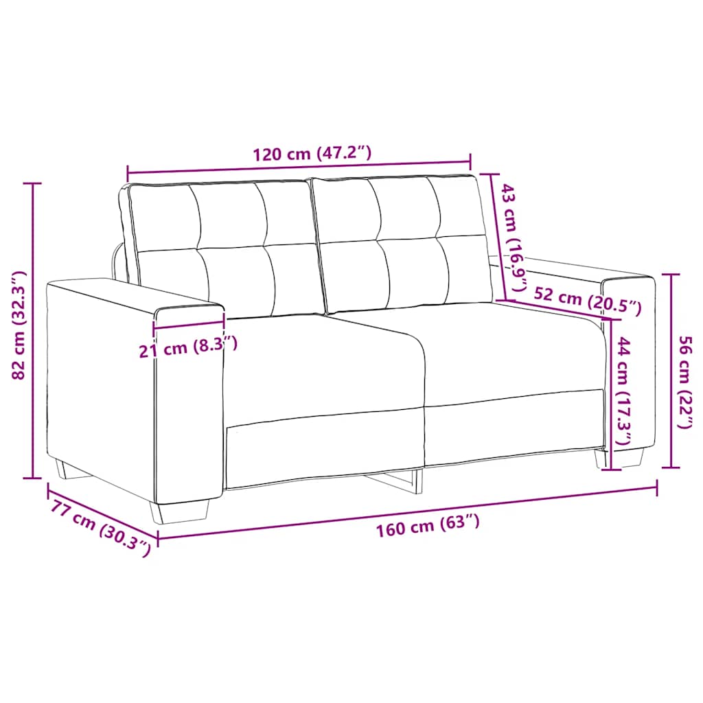 Dvosjed, sofa, taupe, 160x77x82 cm, tkanina