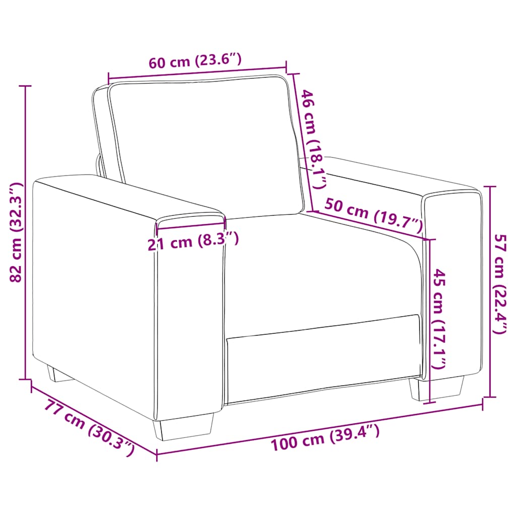 Sofa fotelja tamno siva 100x77x82 cm tkanina