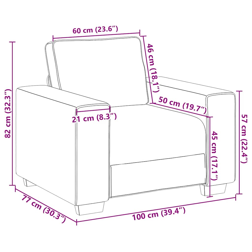 Sofa fotelja crna 100x77x82 cm tkanina