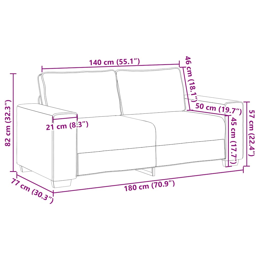 Dvosjed krem boje 180x77x82 cm korduro tkanina