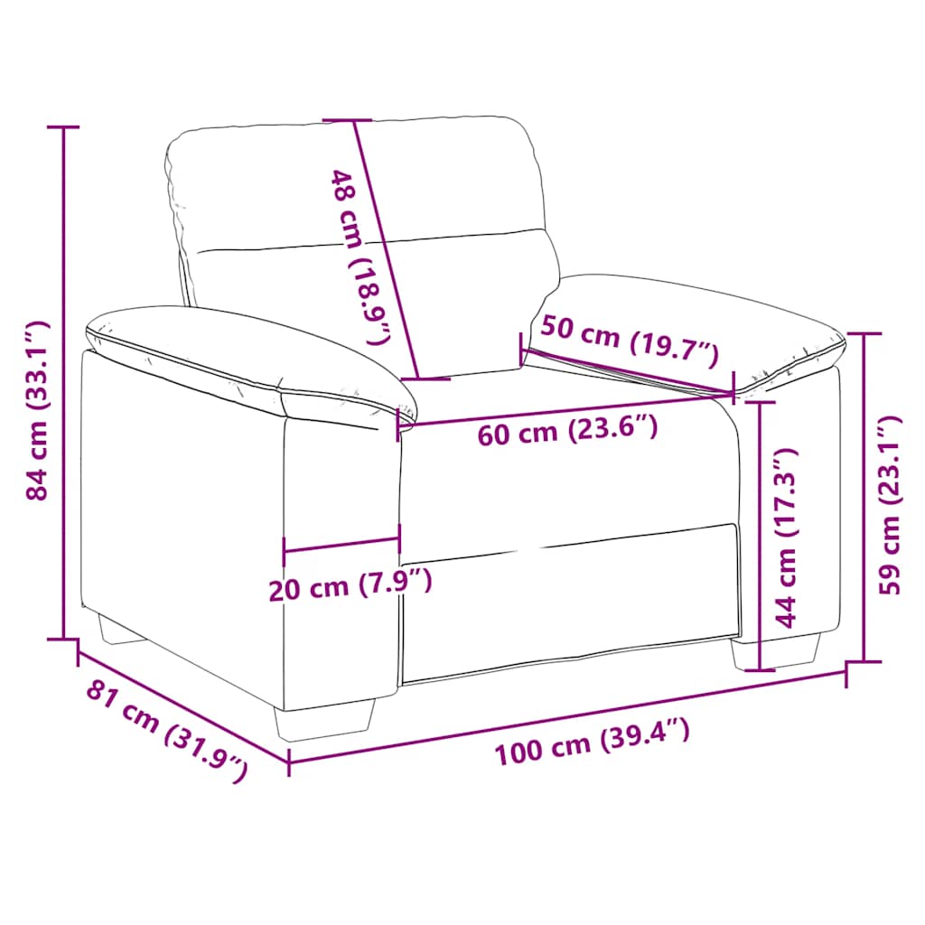 Sofa fotelja crna 100x81x84 cm tkanina