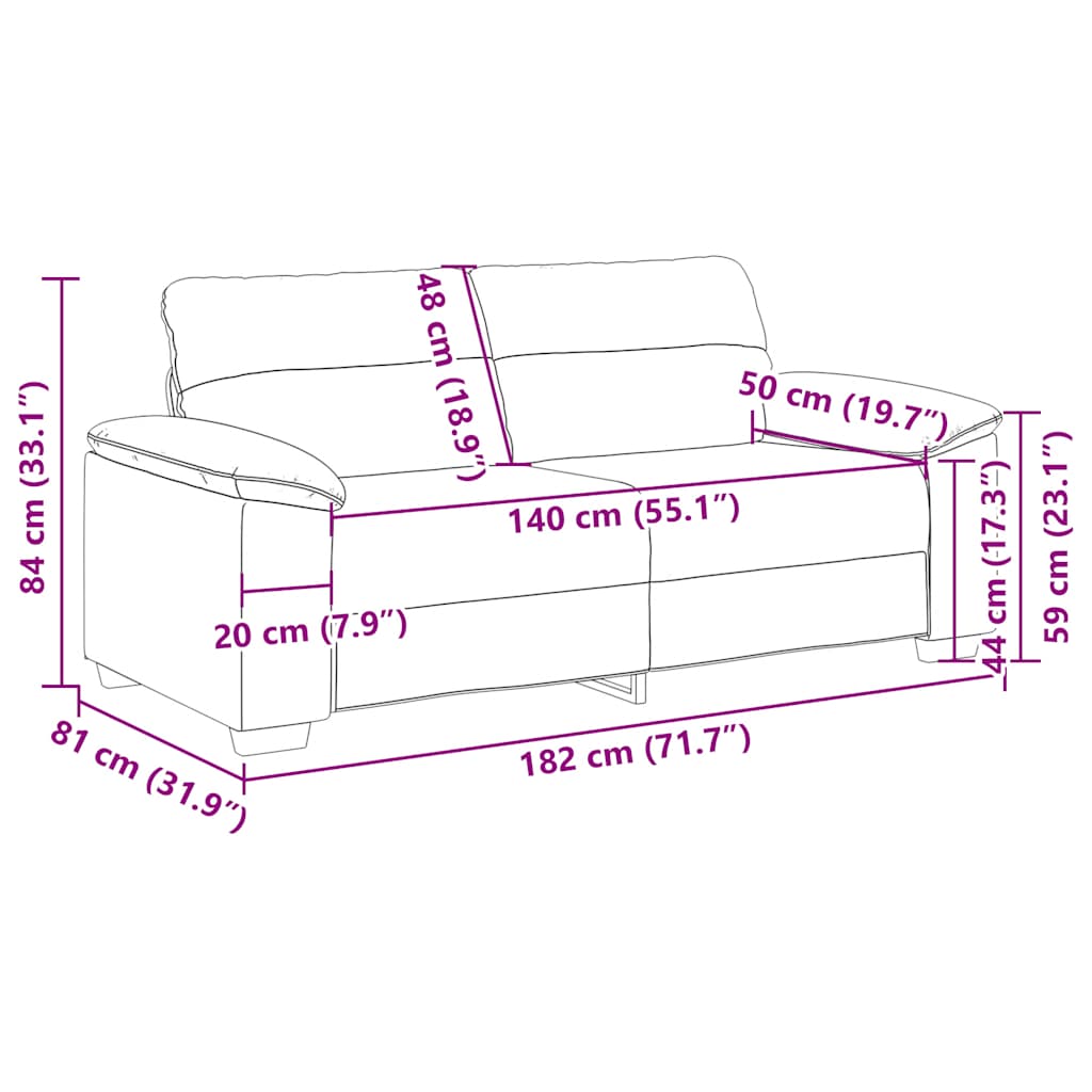 Dvosjed Sofa Tamno siva 180x81x84 cm Tkanina