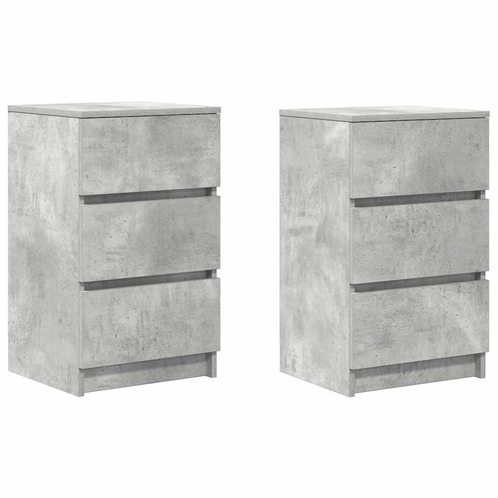 Noćni ormarići s 3 ladice 2 kom beton sivi 39x35x65 cm