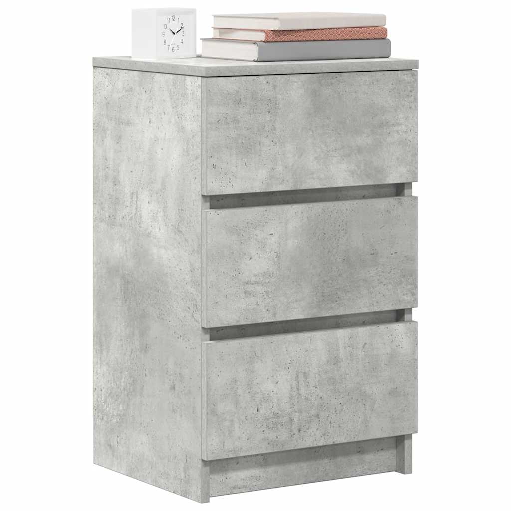 Noćni ormarići s 3 ladice 2 kom beton sivi 39x35x65 cm