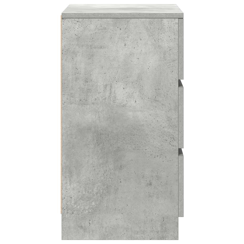 Noćni ormarići s 3 ladice 2 kom beton sivi 39x35x65 cm