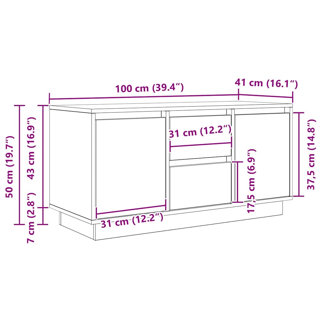 TV ormarić s LED svjetlima boja hrasta sonome 100x41x50 cm