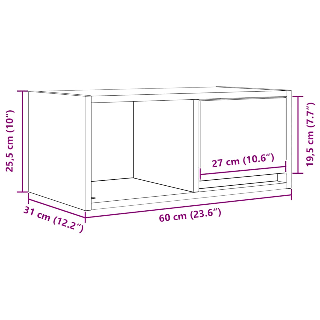 TV ormarić bijeli 60x31x25,5 m od konstruiranog drva