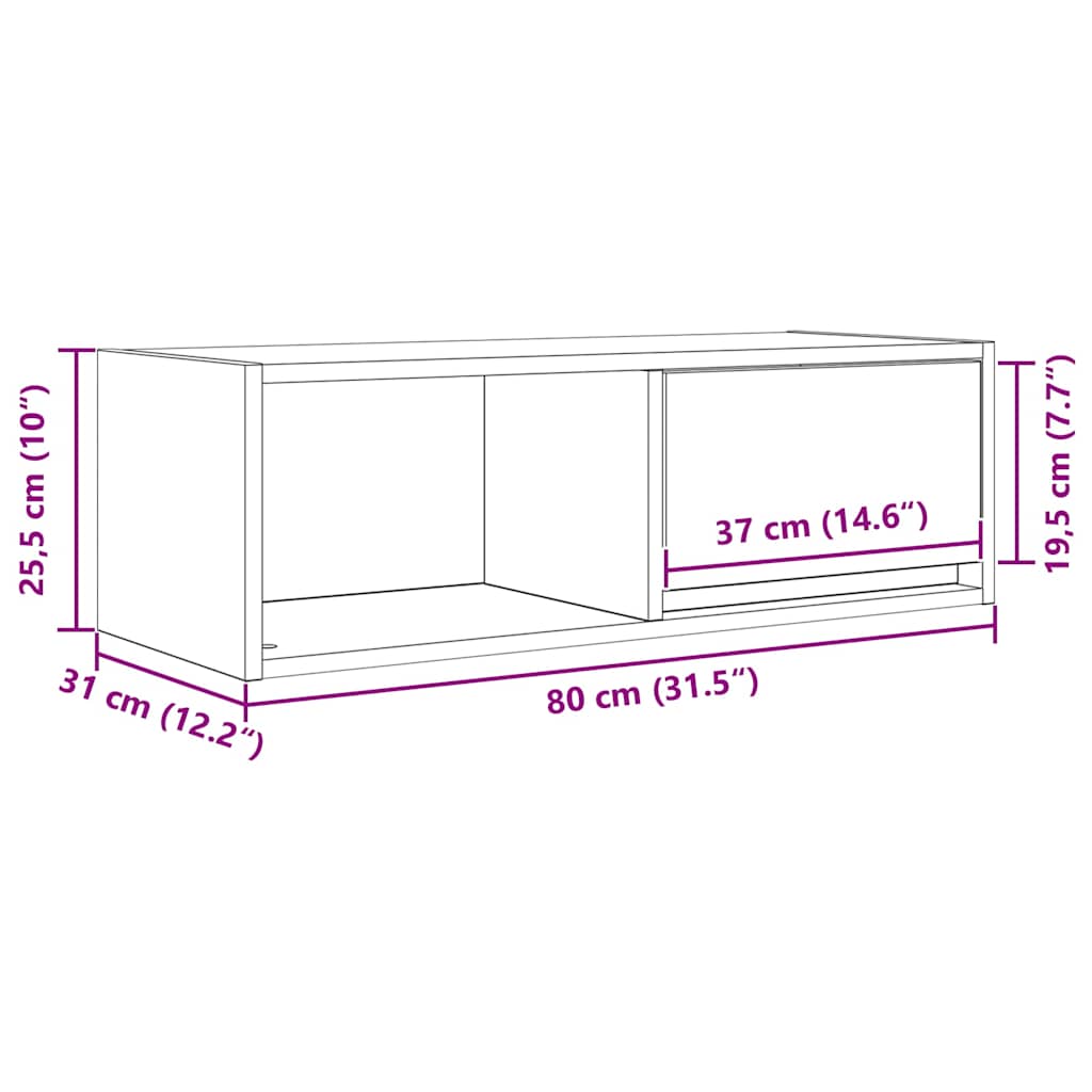 TV ormarić crni hrast 80x31x25,5 cm konstruirano drvo