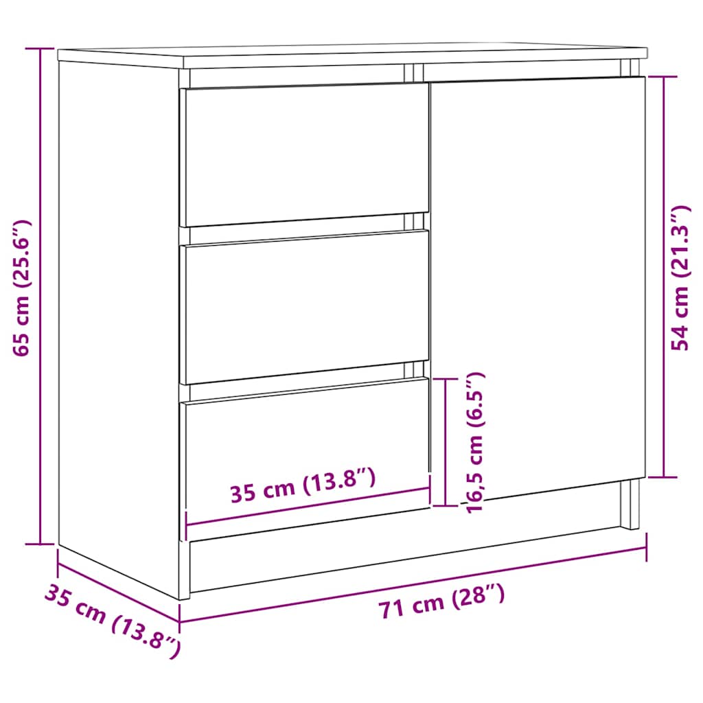 Komoda s ladicama staro drvo 71x35x65 cm konstruirano drvo