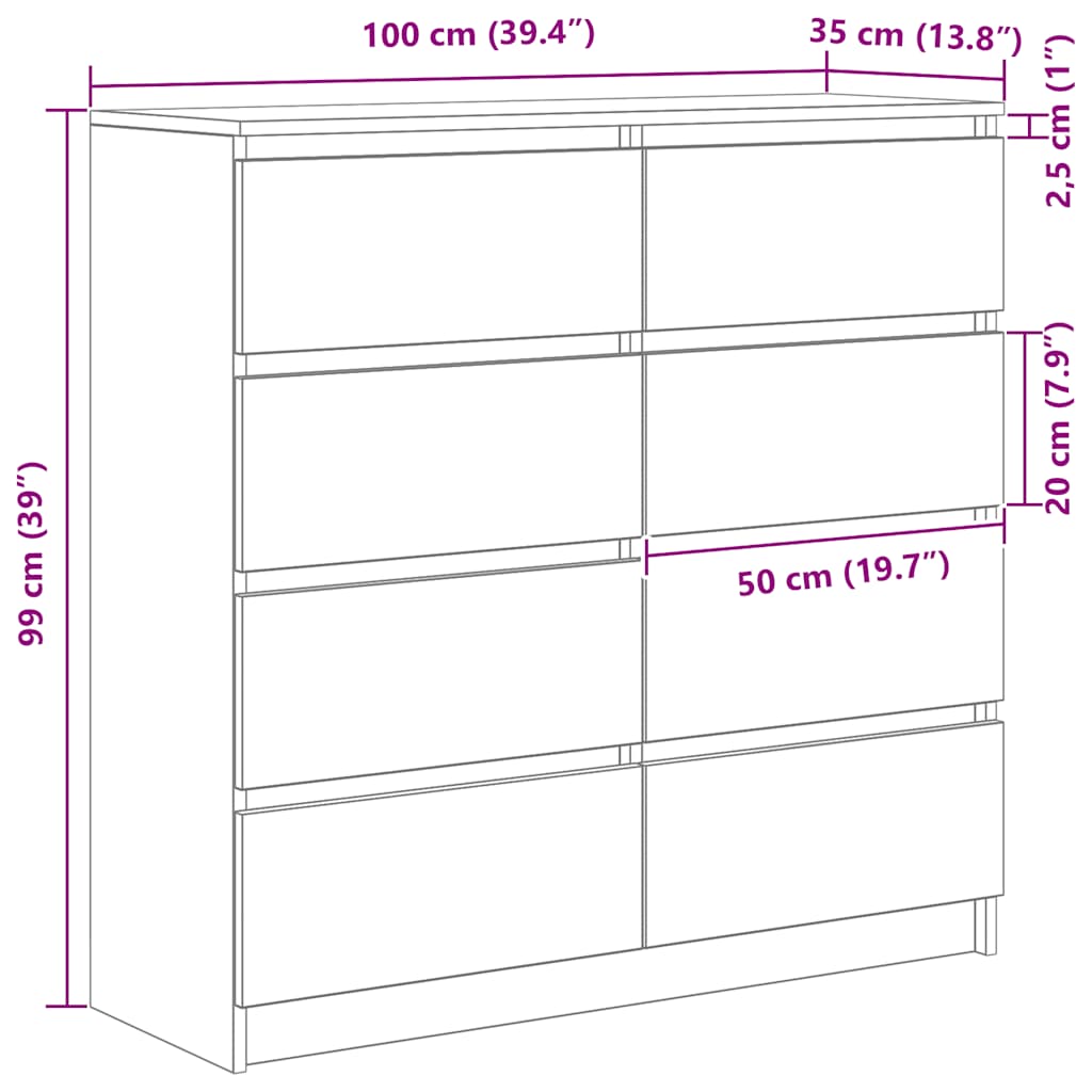 Komoda boja hrasta sonome 100x35x99 cm od konstruiranog drva