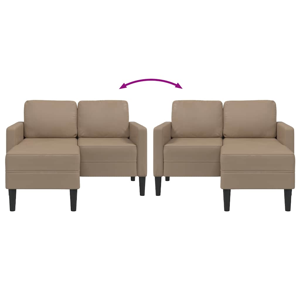 Dvosjed s ležaljkom L-oblikovani Cappuccino 125 cm umjetna koža
