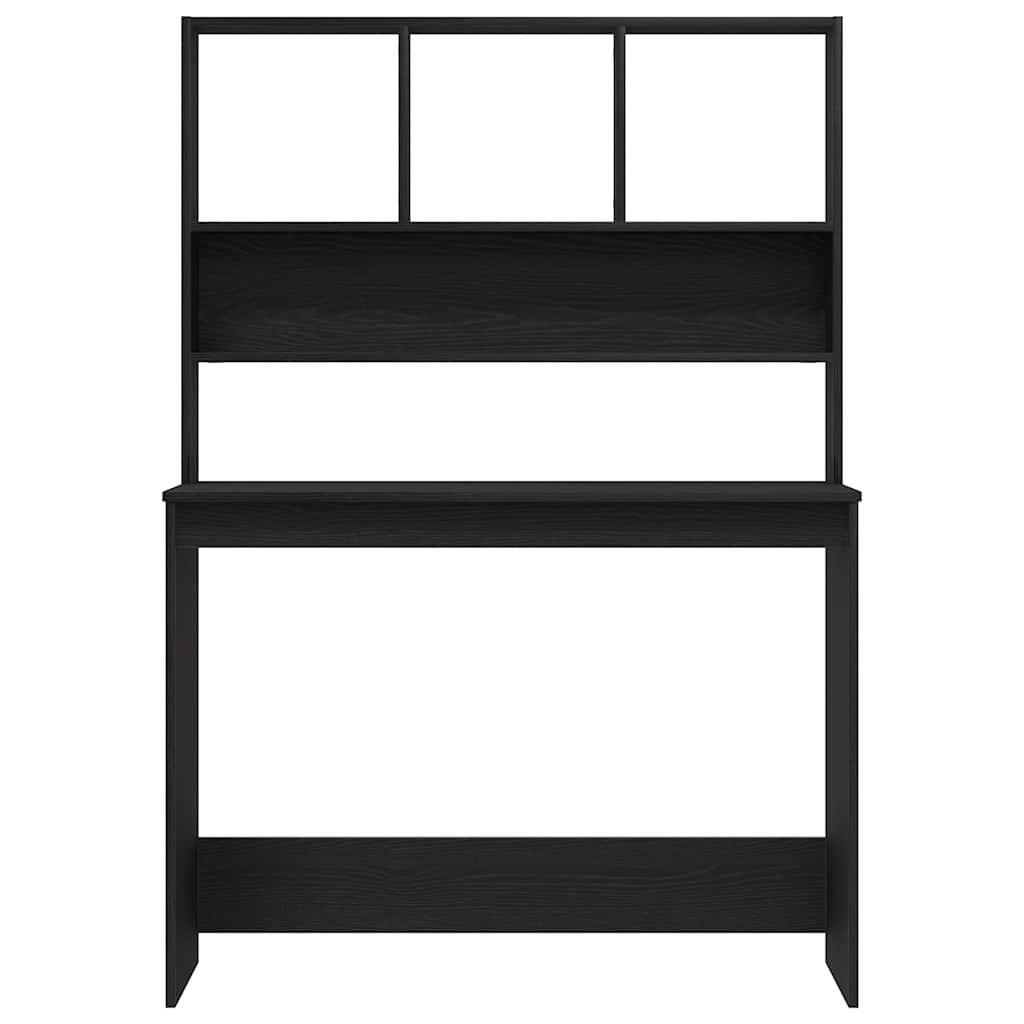 Radni stol s policama Crni hrast 102x45x148 cm Konstruirano drvo