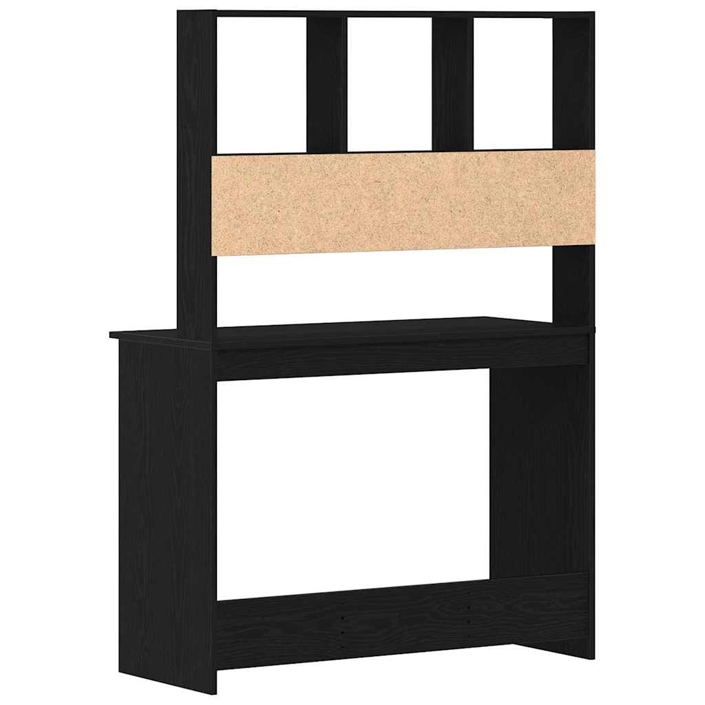 Radni stol s policama Crni hrast 102x45x148 cm Konstruirano drvo