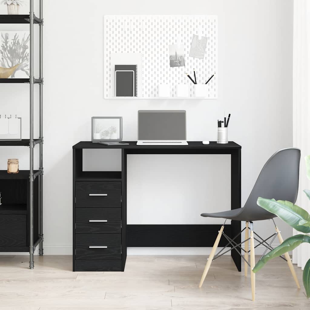 Radni stol s ladicama Crni hrast 102x50x76 cm Konstruirano drvo
