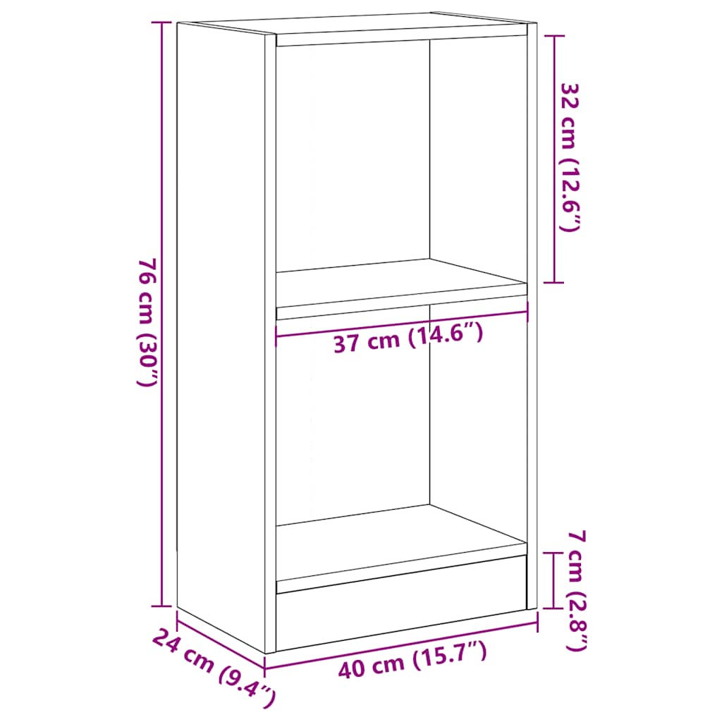Polica za knjige crni hrast 40x24x76 cm Inženirsko drvo