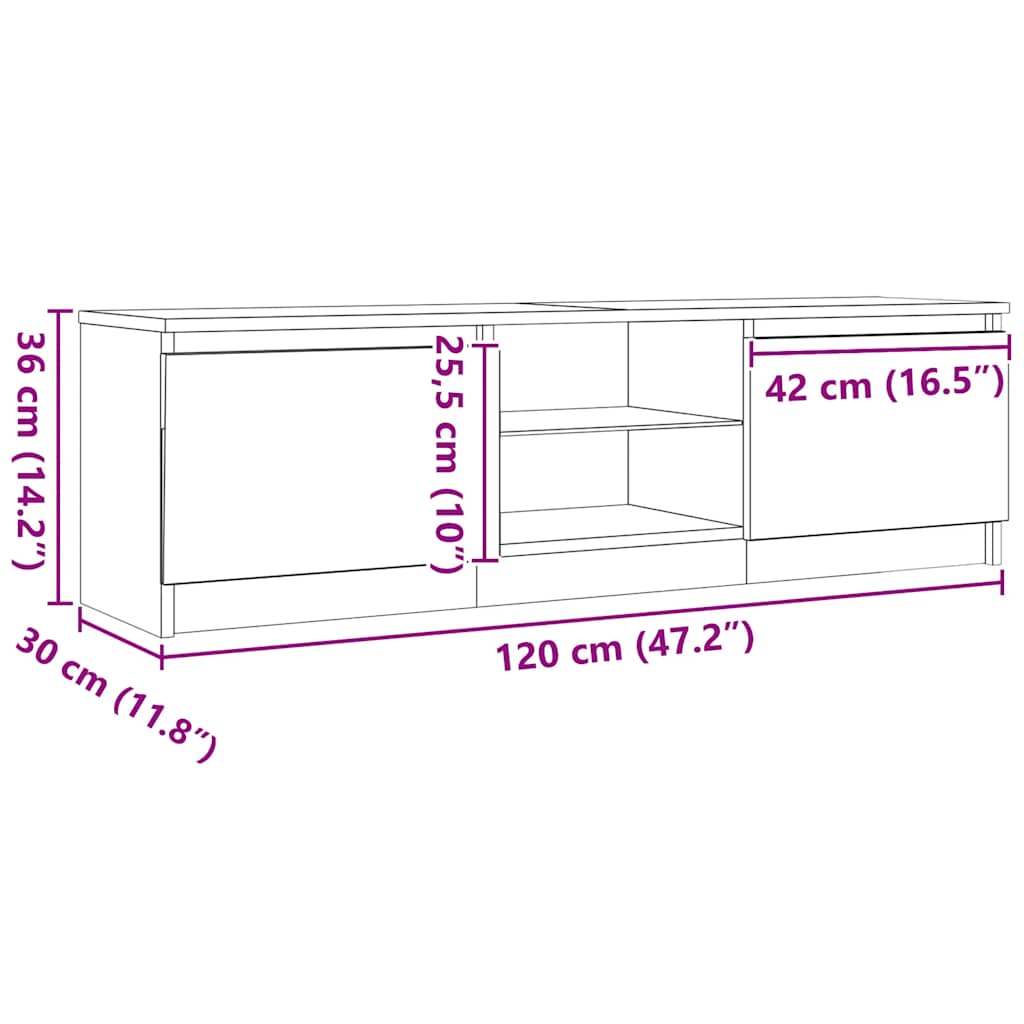 TV ormarić s LED svjetlima crni hrast 120x30x36 cm inženjerski drvo