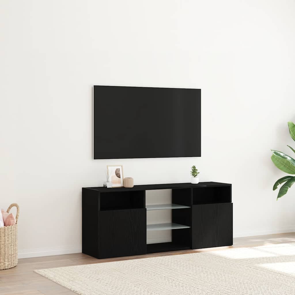 TV ormarić s LED svjetlima crni hrast 120x30x50 cm inženjerski drvo