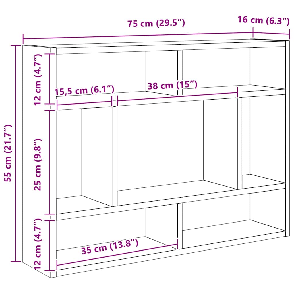 Zidna polica od starog drva 75x16x55 cm, inženjerski izrađeno drvo