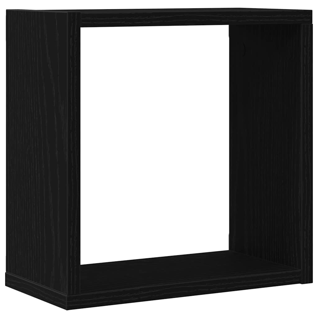 Zidne kockaste police 2 kom crni hrast 30x15x30 cm inženjersko drvo