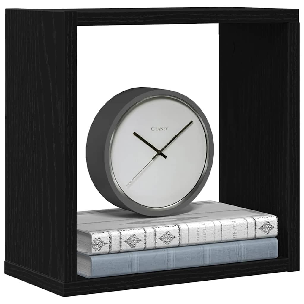 Zidne kockaste police 4 kom crni hrast 30x15x30 cm inženjersko drvo