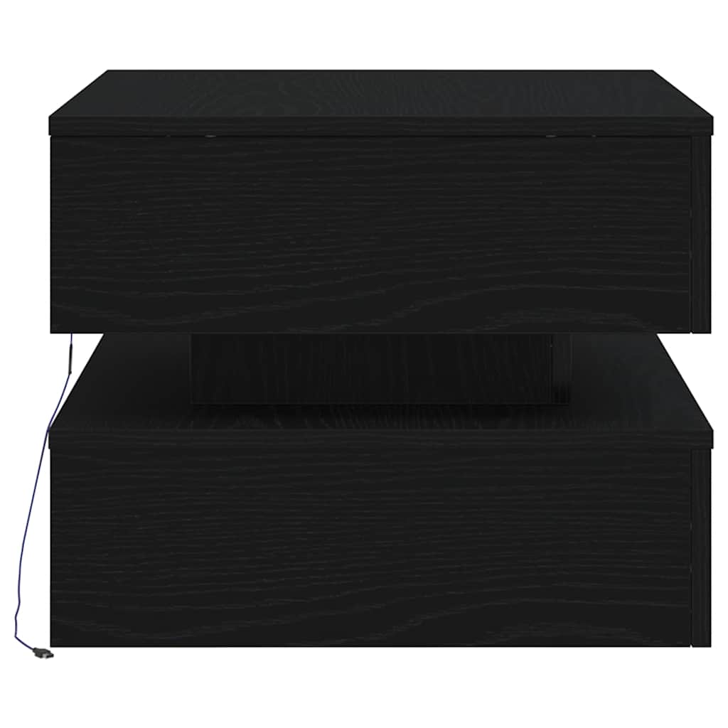 Klub stolić s LED svjetlima crni hrast 50x50x40 cm