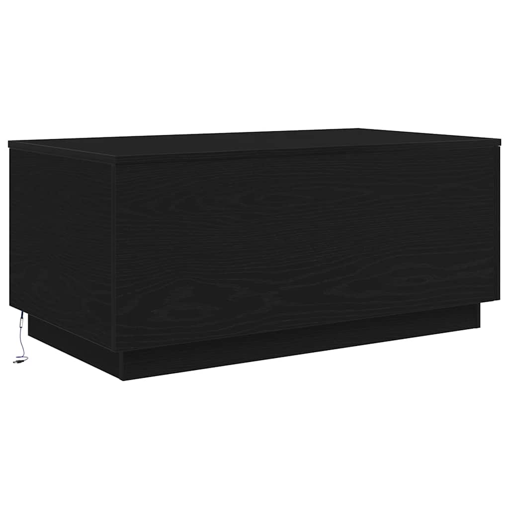 Klub stolić s LED svjetlima crni hrast 90x50x40 cm
