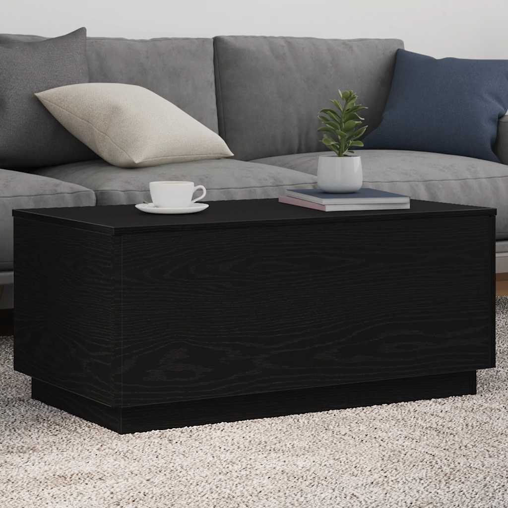 Klub stolić s LED svjetlima crni hrast 90x50x40 cm