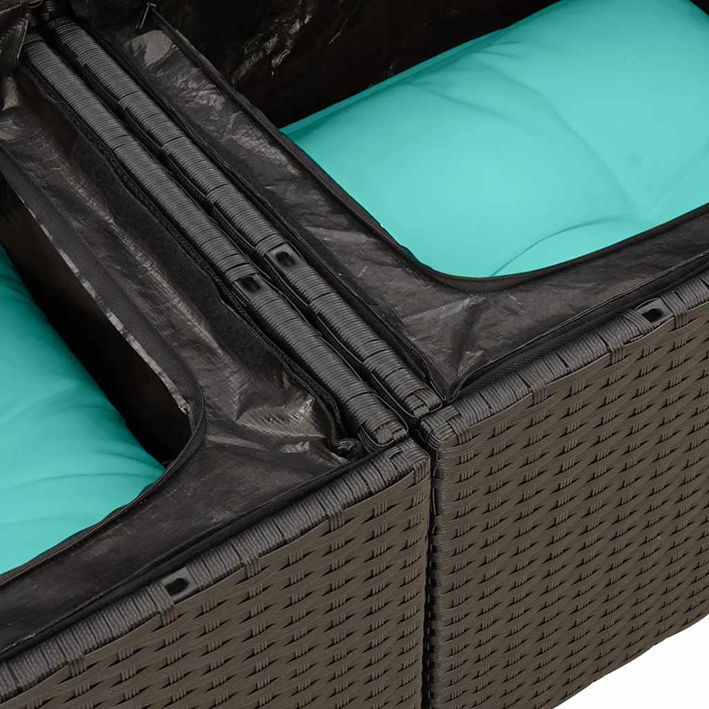 Vrtni set od 7 dijelova s jastucima, smeđi poliratan, akacija