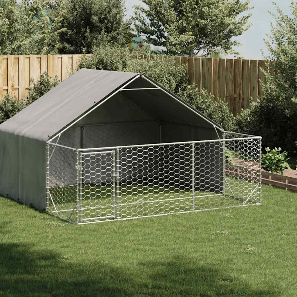 Vanjska kućica za pse sa stazom 3x3x1,9 m pocinčani čelik