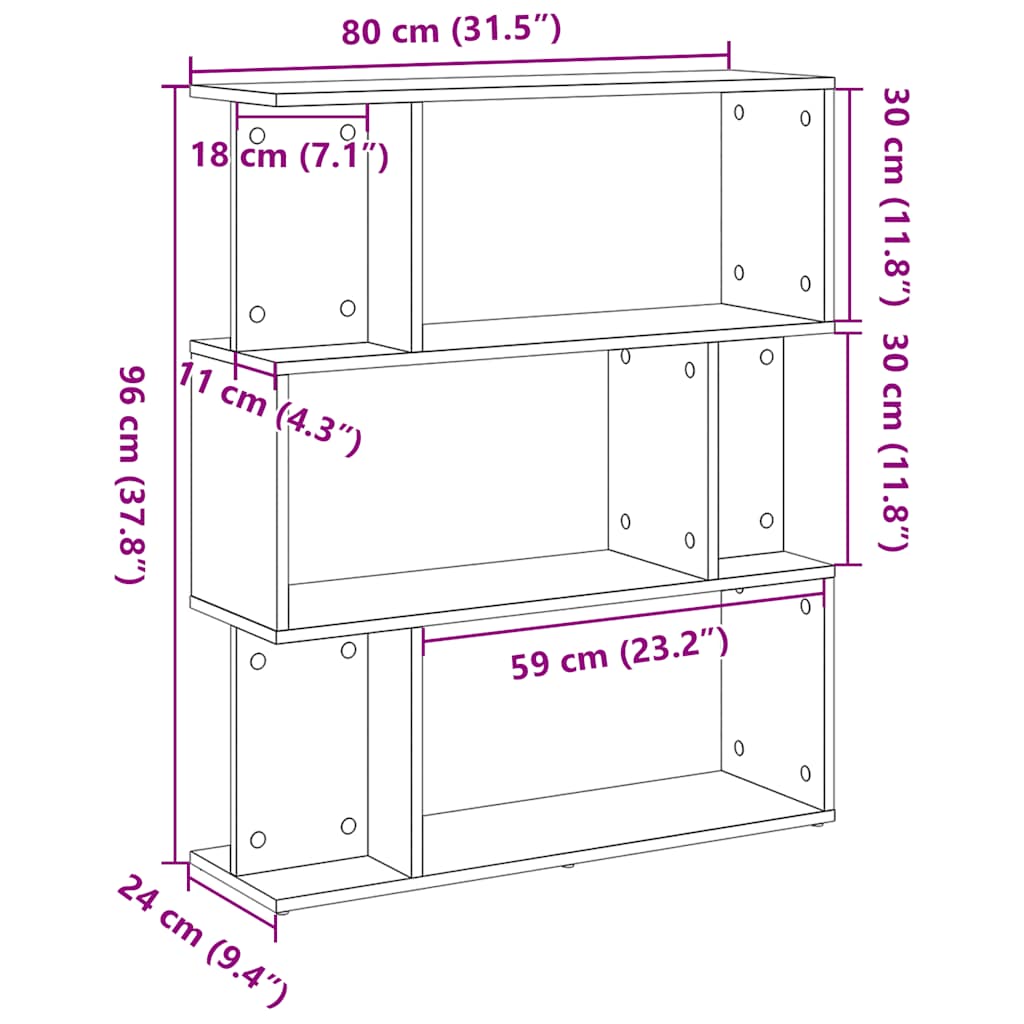 Polica za knjige crni hrast 80x24x96 cm Inženirsko drvo