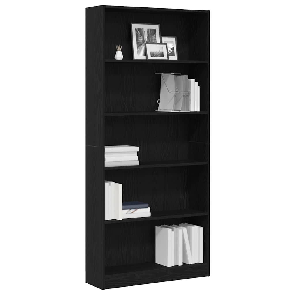 Polica za knjige crni hrast 80x24x176 cm konstruirano drvo