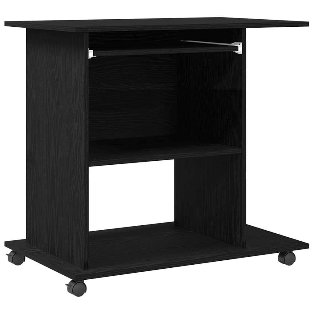 Računalni stol crni hrast 80x50x75 cm inženjerski drvo