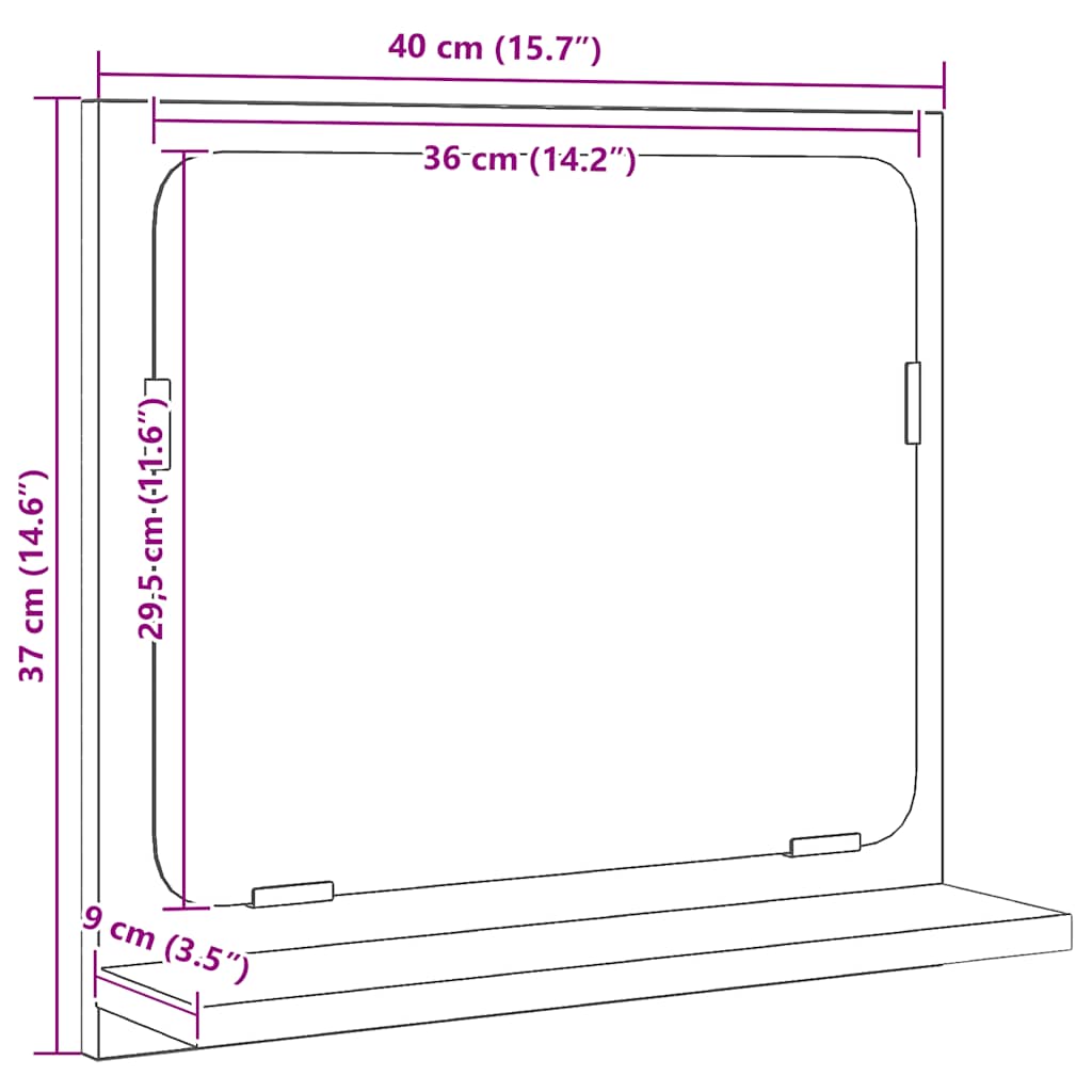 Kupaonsko ogledalo crni hrast 40x10,5x37 cm Inženirsko drvo
