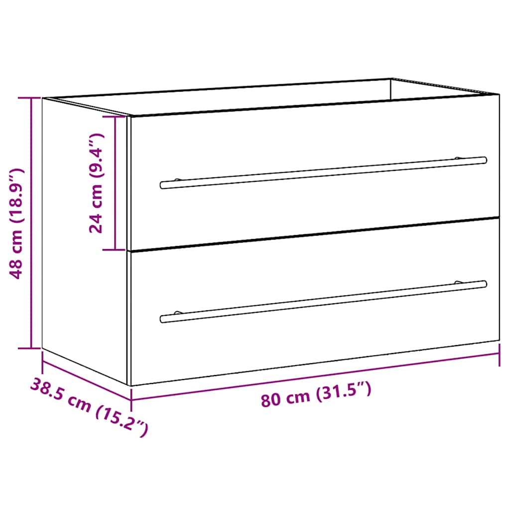 Ormarić za umivaonik u kupaonici Artisan hrast 80x38,5x48 cm Konstruirano drvo