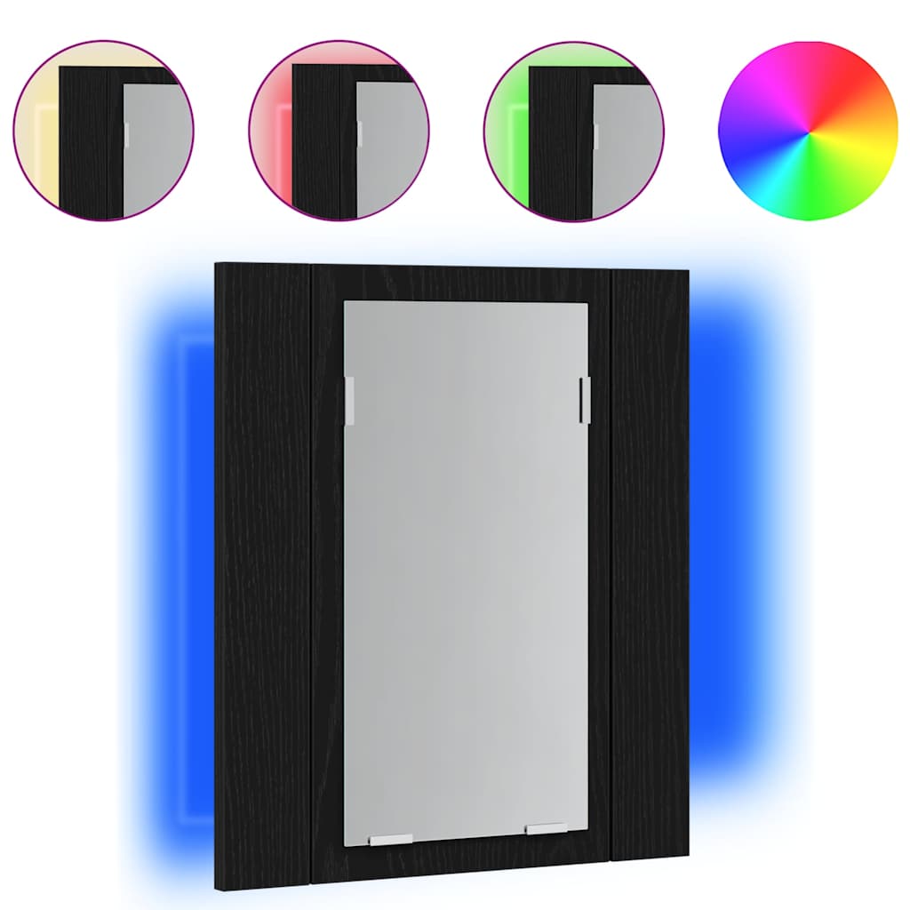 LED kupaonski ormarić s ogledalom crni hrast 40x12x45 cm inženjerski drvo