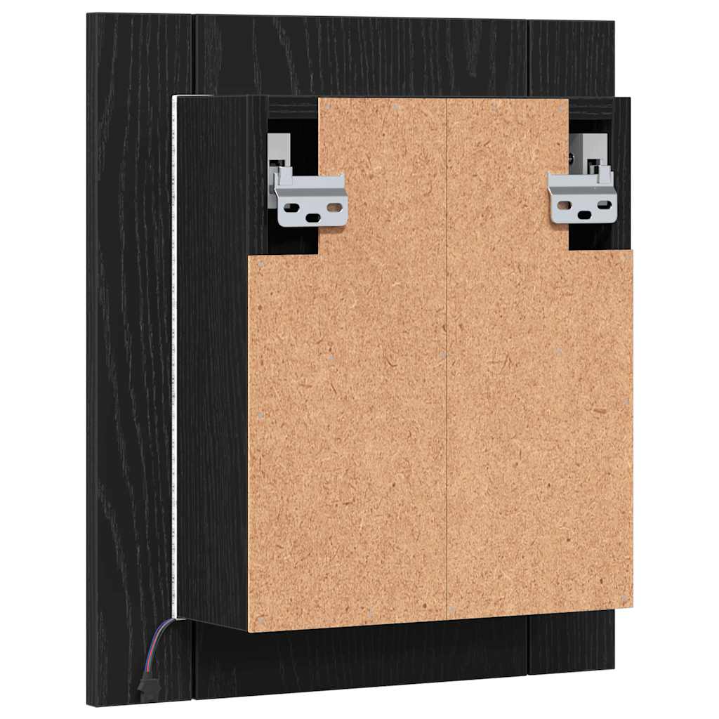 LED kupaonski ormarić s ogledalom crni hrast 40x12x45 cm inženjerski drvo