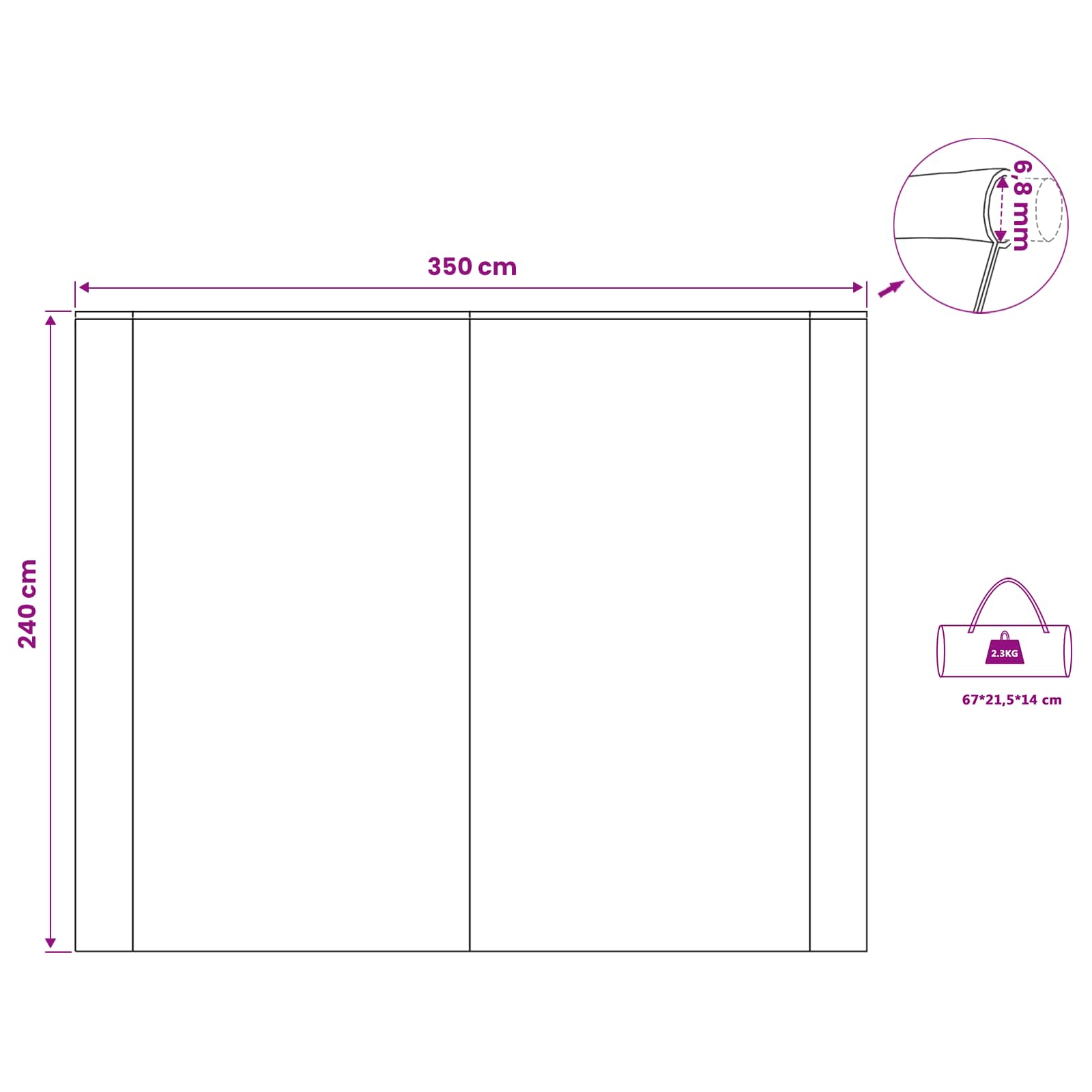 Krov za karavan osoba 240 x 350 cm Vodootporan Plava taft