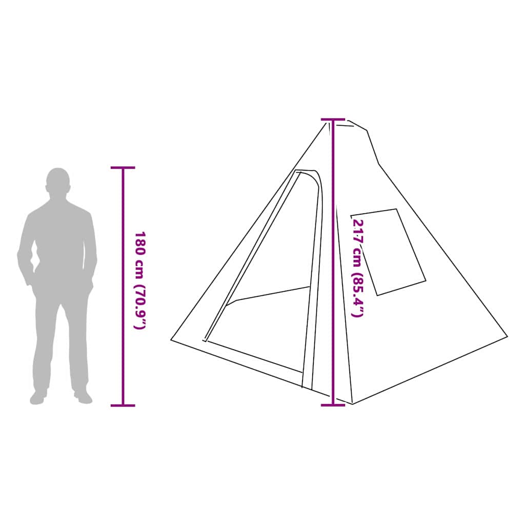Tipi šator s krovom s pohranom Zelena 383 x 338 x 217 cm taft