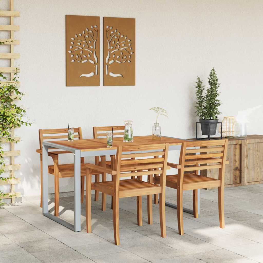 Stol za vrt Siva 140 x 80 x 75 cm Čvrsto drvo akacije