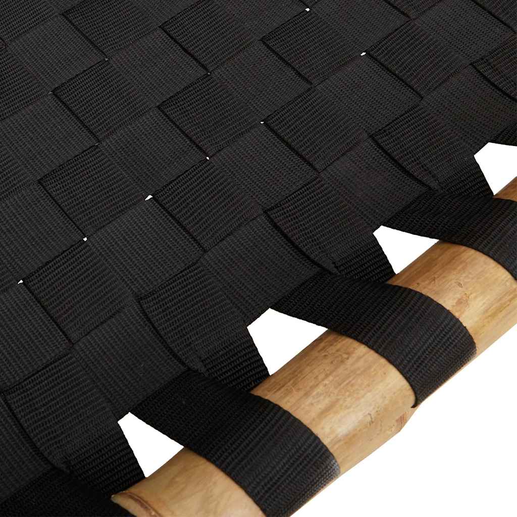 Ležaljka za sunčanje s crnim tkanim trakama 55x200x30 cm bambus