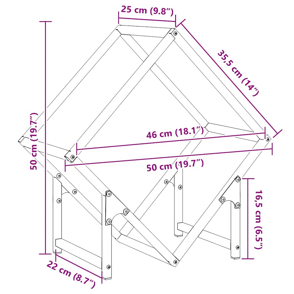 Stalak za drva antracit 50x25x50 cm hladno valjani čelik