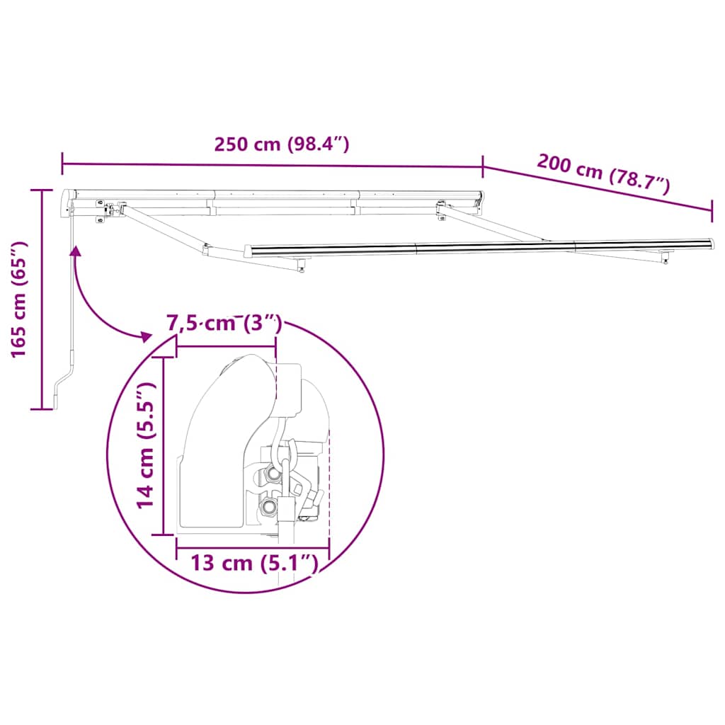 Skrovita tenda Žuta i Siva 250 x 200 cm tkanina