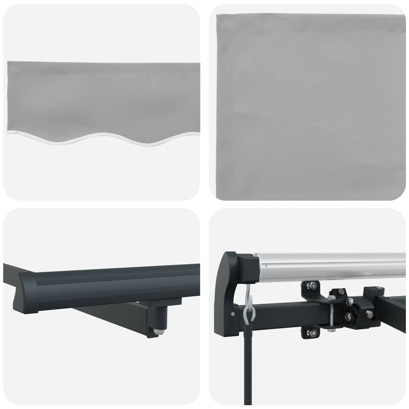 Skrovita tenda Svijetlo siva 300 x 200 cm tkanina