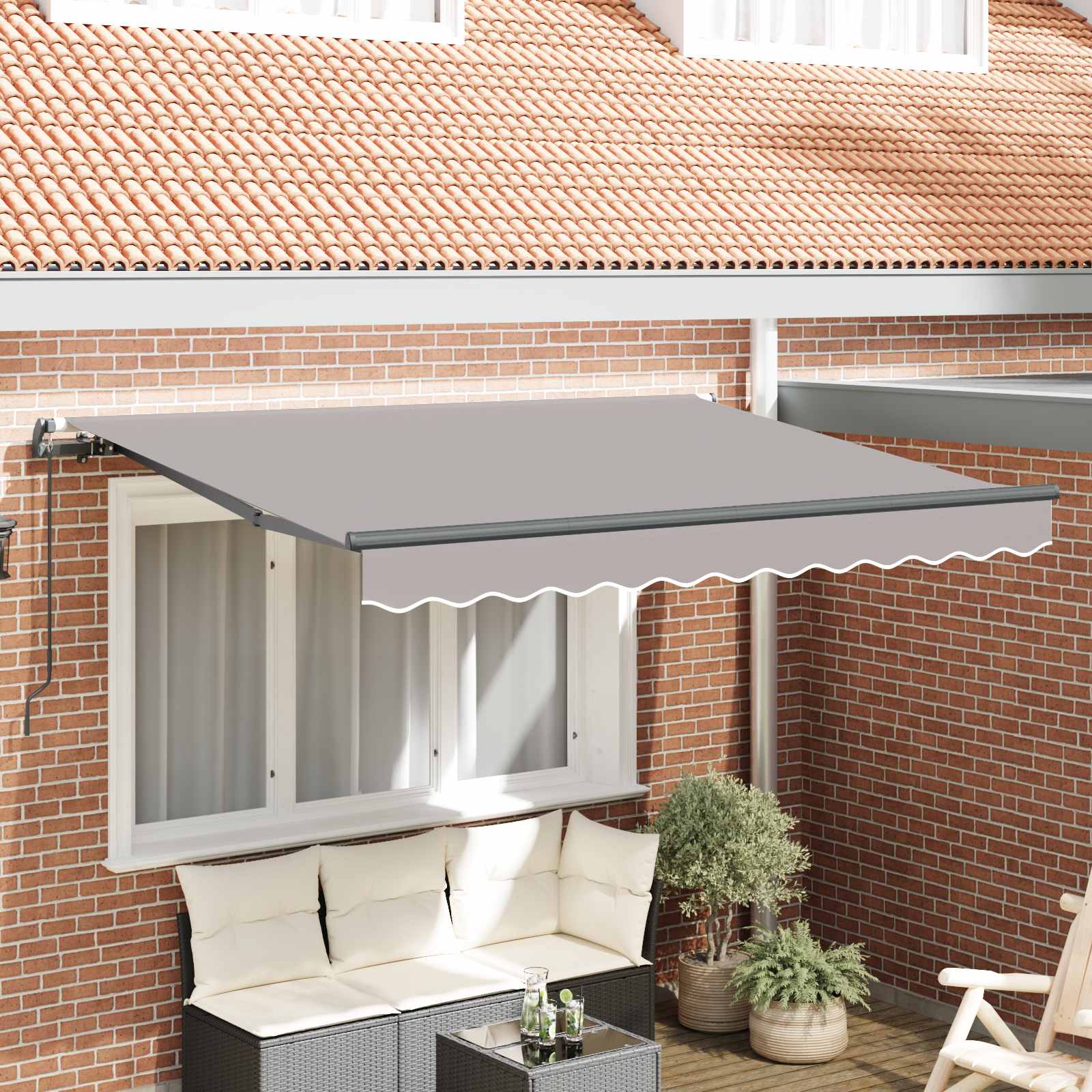 Skrovita tenda Svijetlo siva 300 x 200 cm tkanina