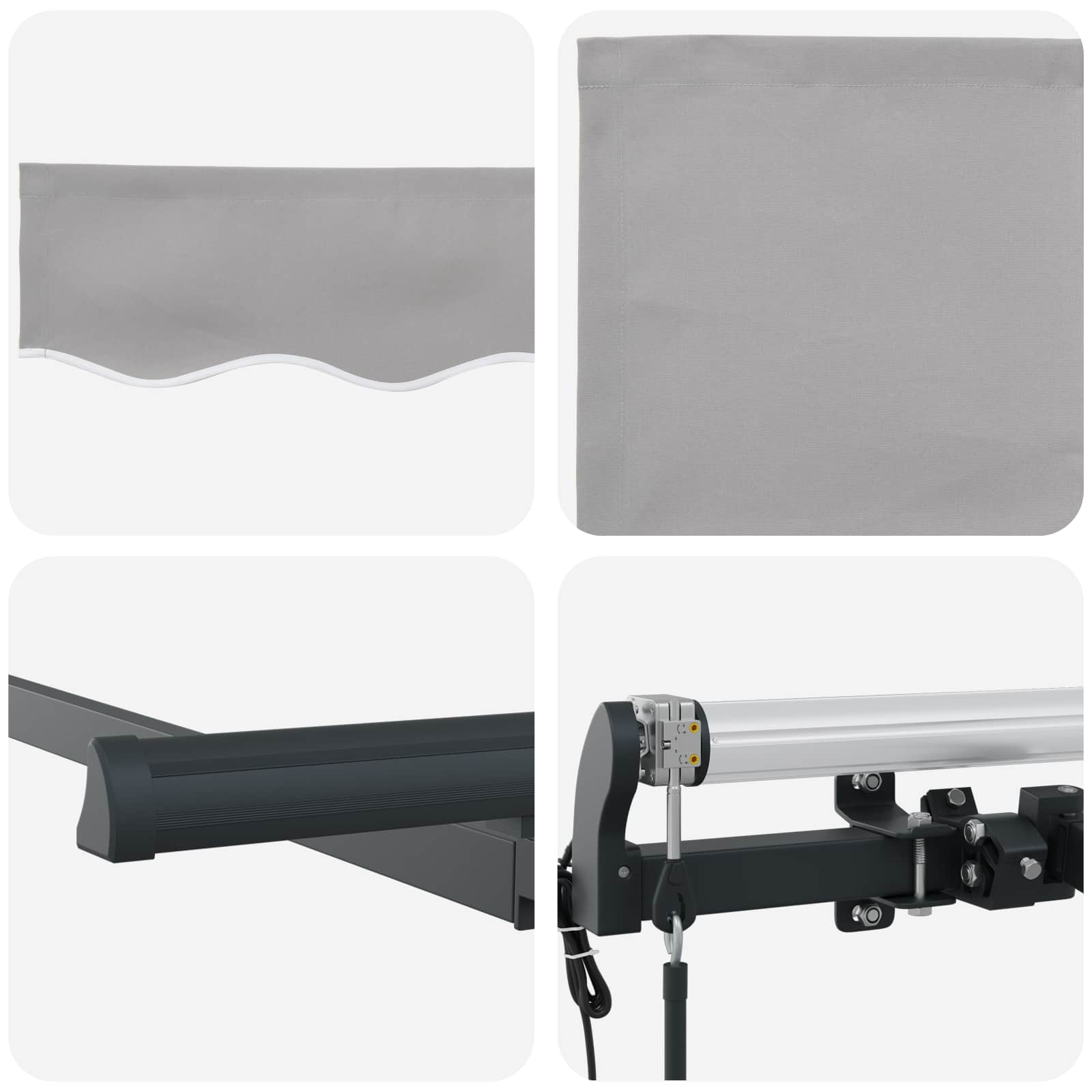Skrovita tenda Svijetlo siva 300 x 200 cm tkanina